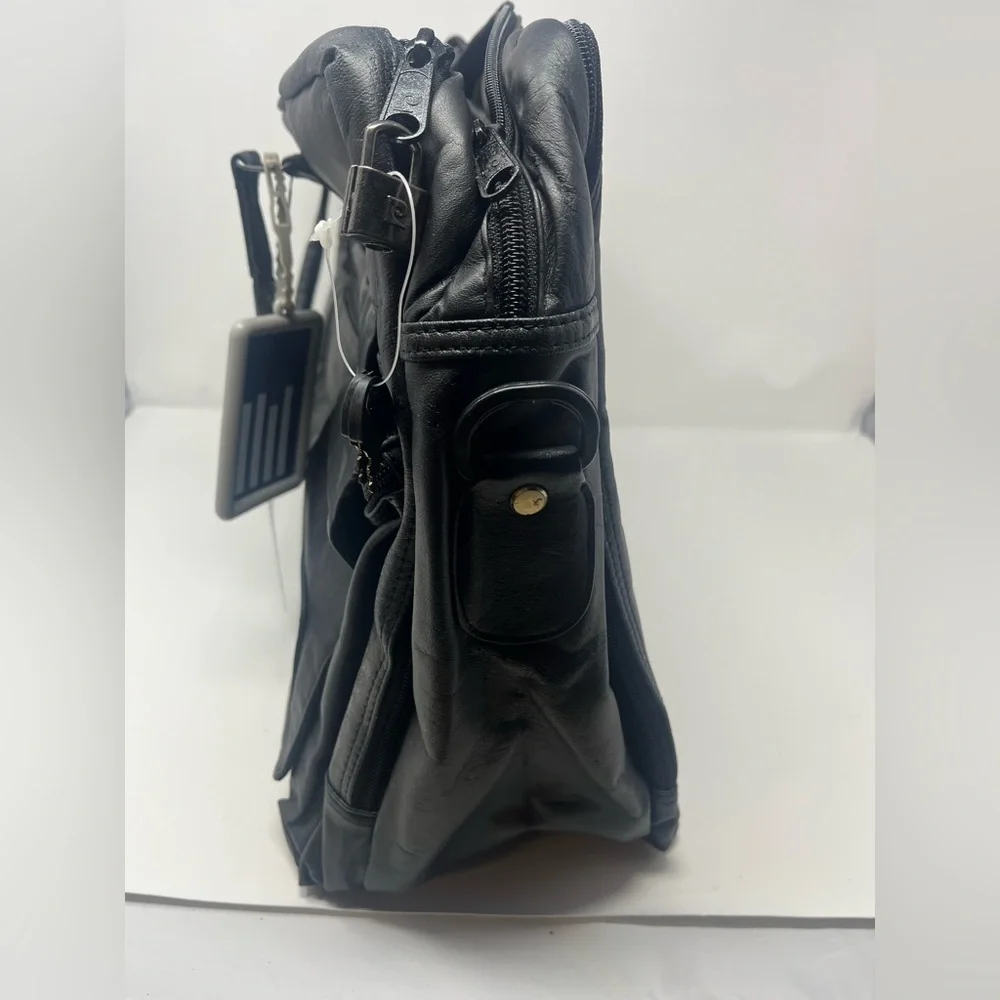 PIERRE CARDIN Leather Luggage Bag Genuine Black Grand Touring Collection VTG NWT